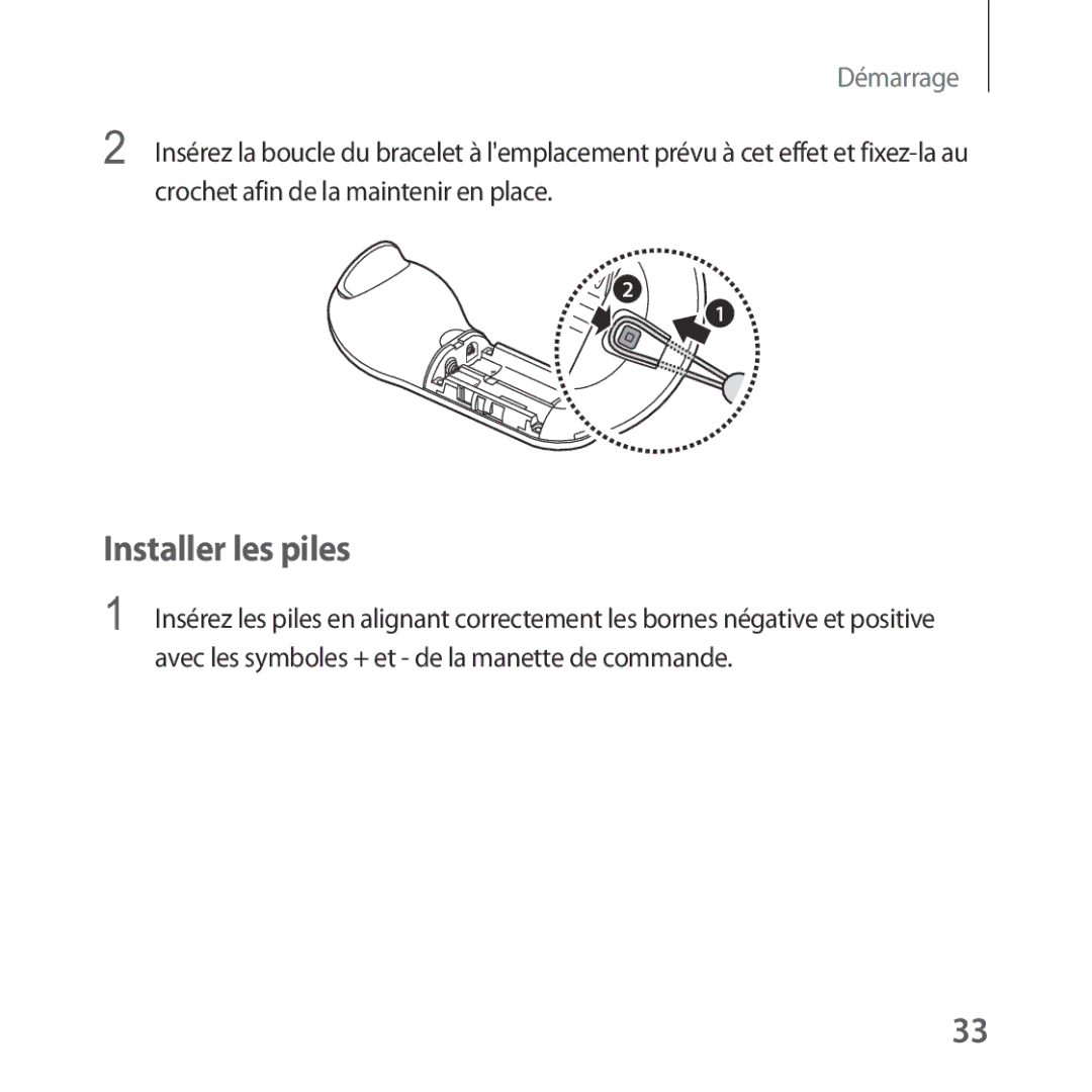 Samsung SM-R324NZAAXEF manual Installer les piles 