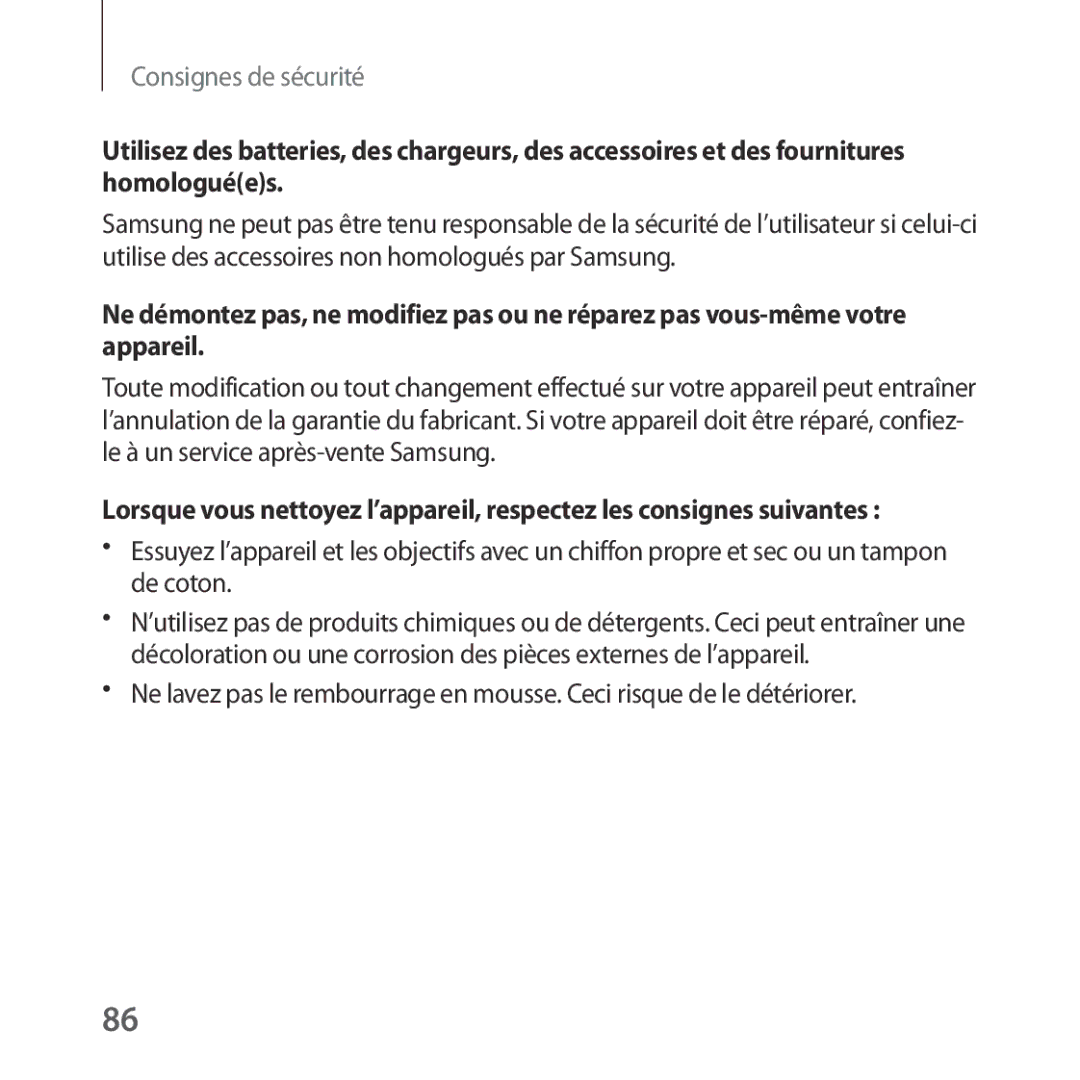 Samsung SM-R324NZAAXEF manual Consignes de sécurité 