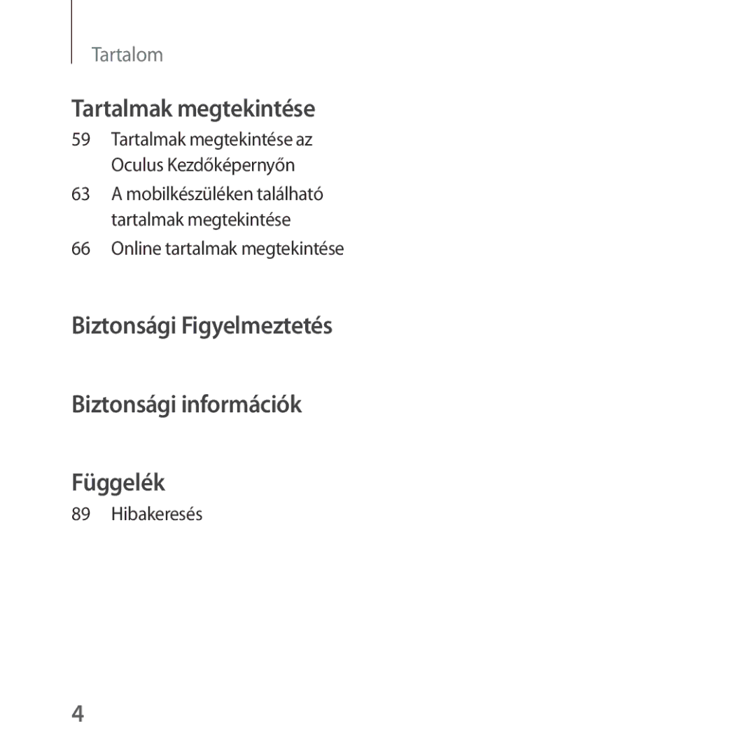 Samsung SM-R324NZAAXEH manual Biztonsági Figyelmeztetés Biztonsági információk Függelék 