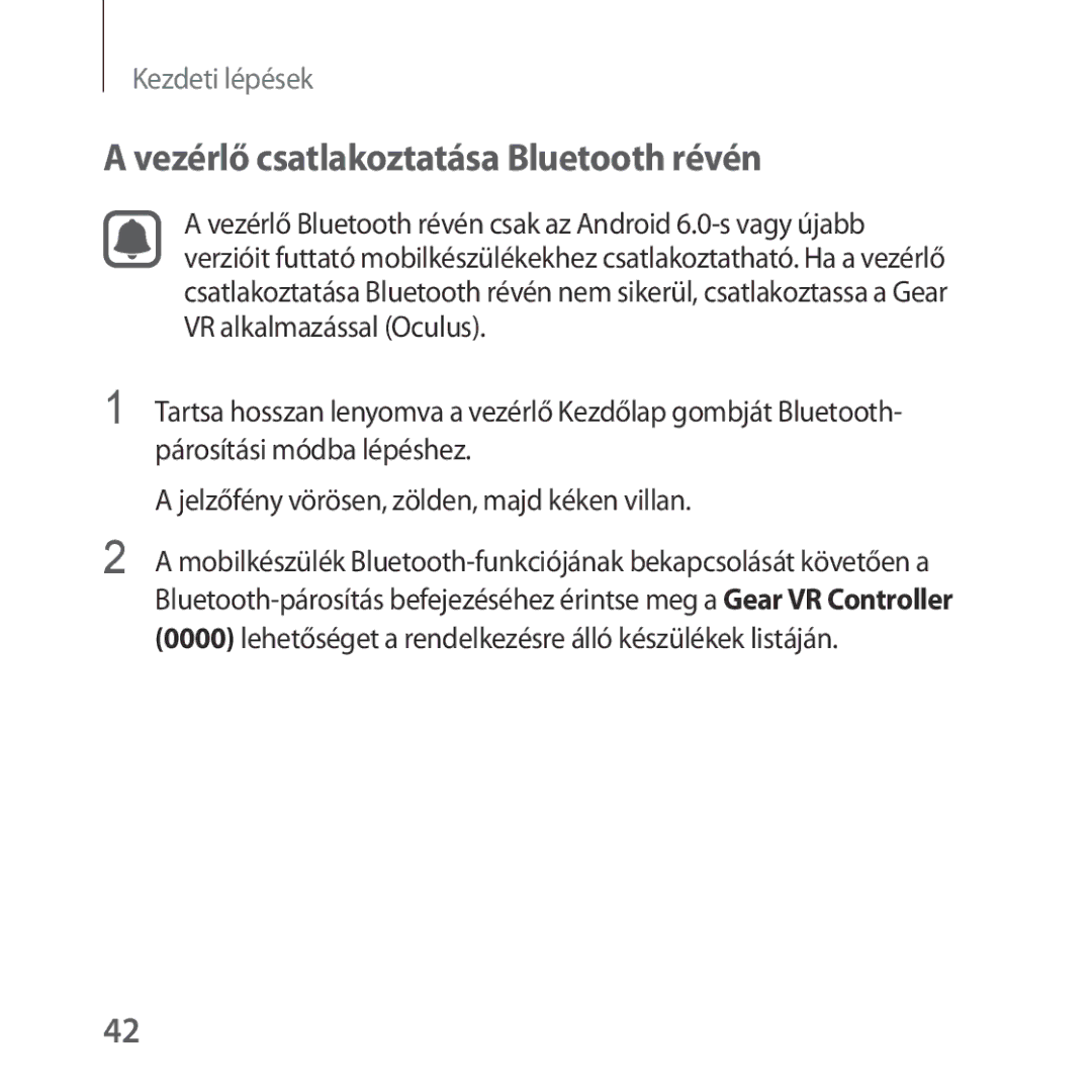 Samsung SM-R324NZAAXEH manual Vezérlő csatlakoztatása Bluetooth révén 