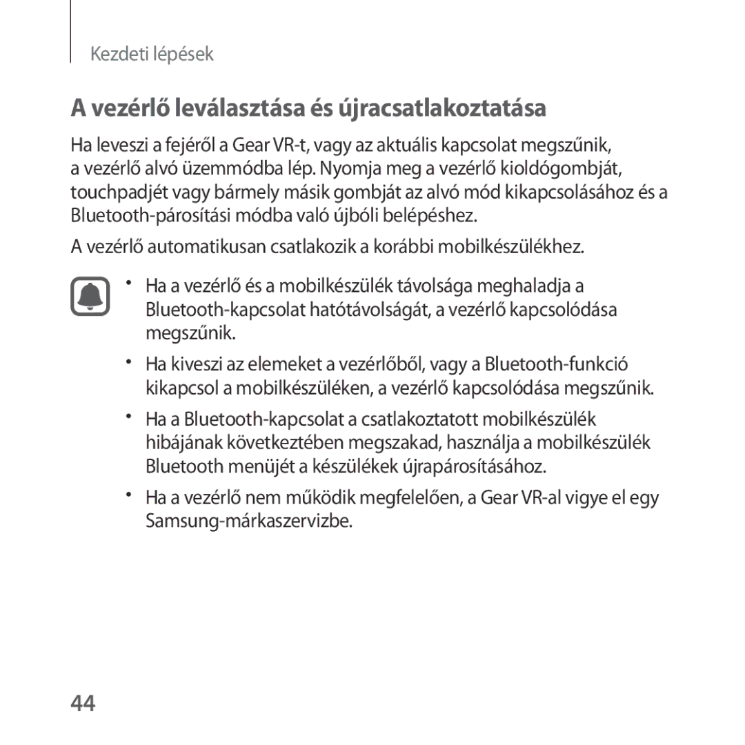 Samsung SM-R324NZAAXEH manual Vezérlő leválasztása és újracsatlakoztatása 