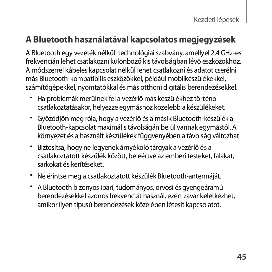 Samsung SM-R324NZAAXEH manual Bluetooth használatával kapcsolatos megjegyzések 