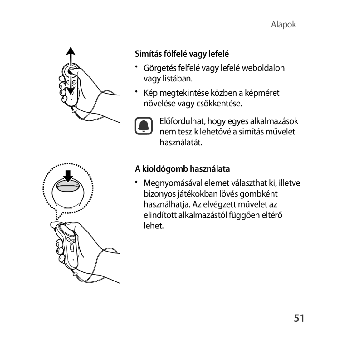 Samsung SM-R324NZAAXEH manual Görgetés felfelé vagy lefelé weboldalon vagy listában, Kioldógomb használata 