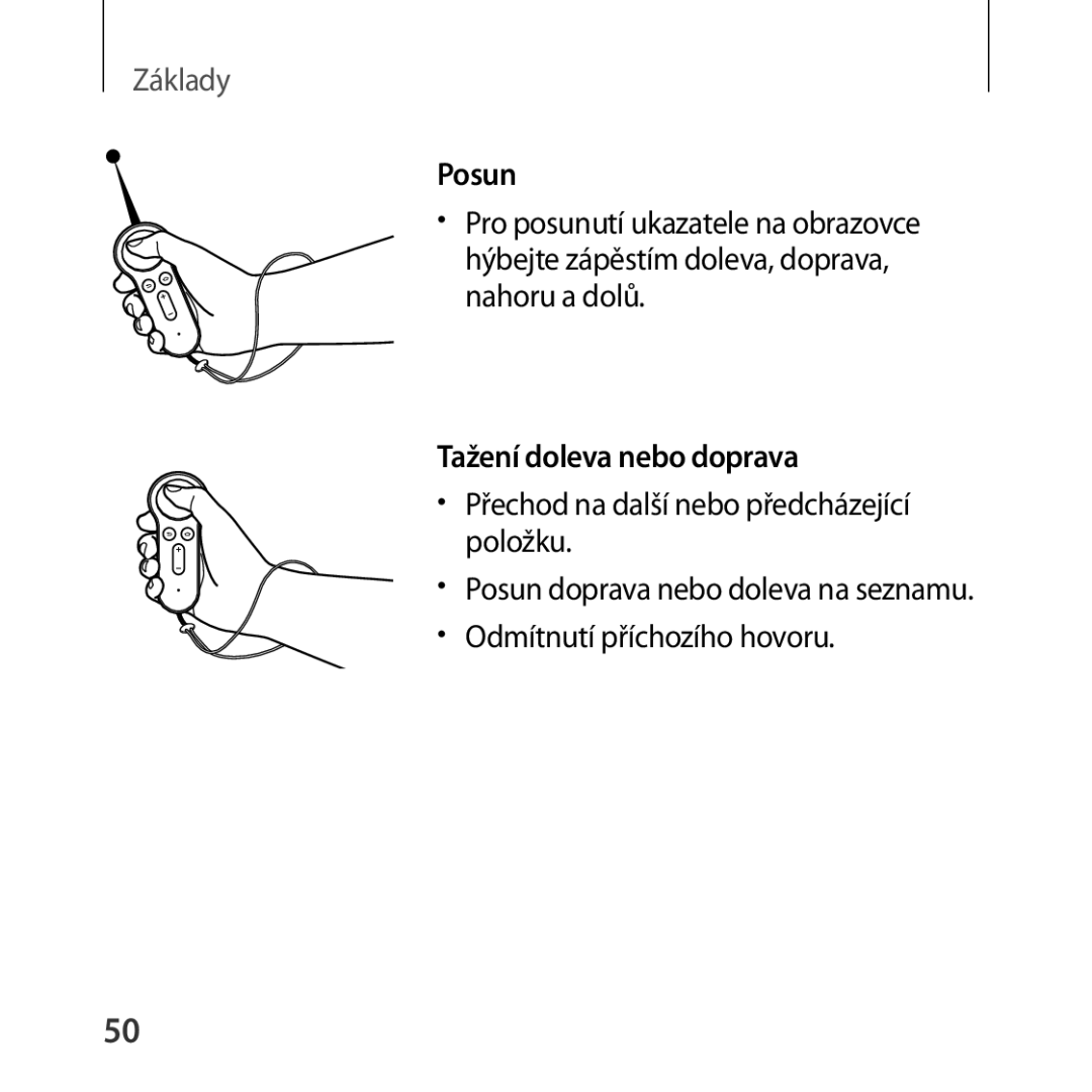 Samsung SM-R324NZAAXEZ manual Posun, Tažení doleva nebo doprava 