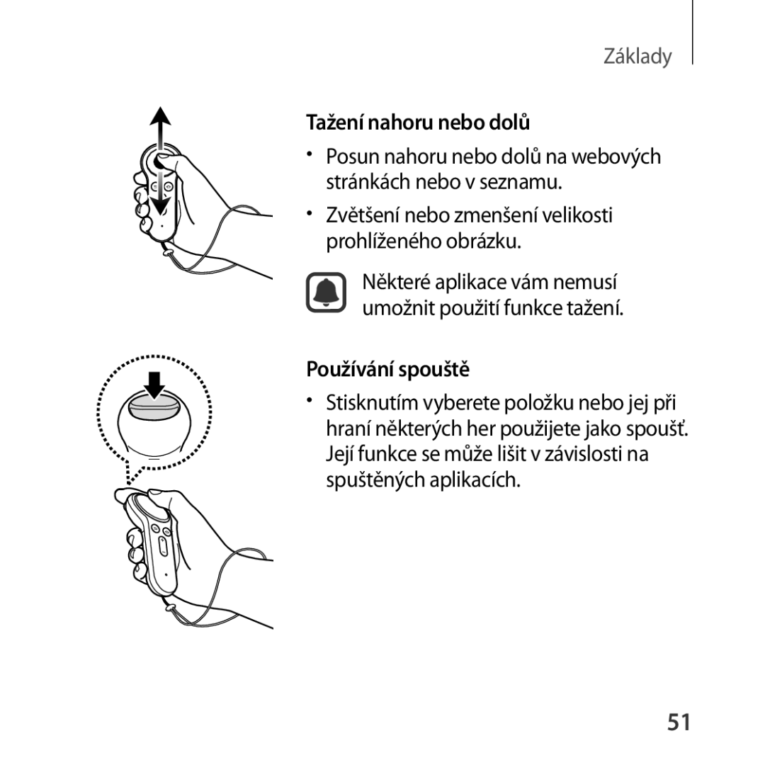 Samsung SM-R324NZAAXEZ manual Tažení nahoru nebo dolů, Používání spouště 