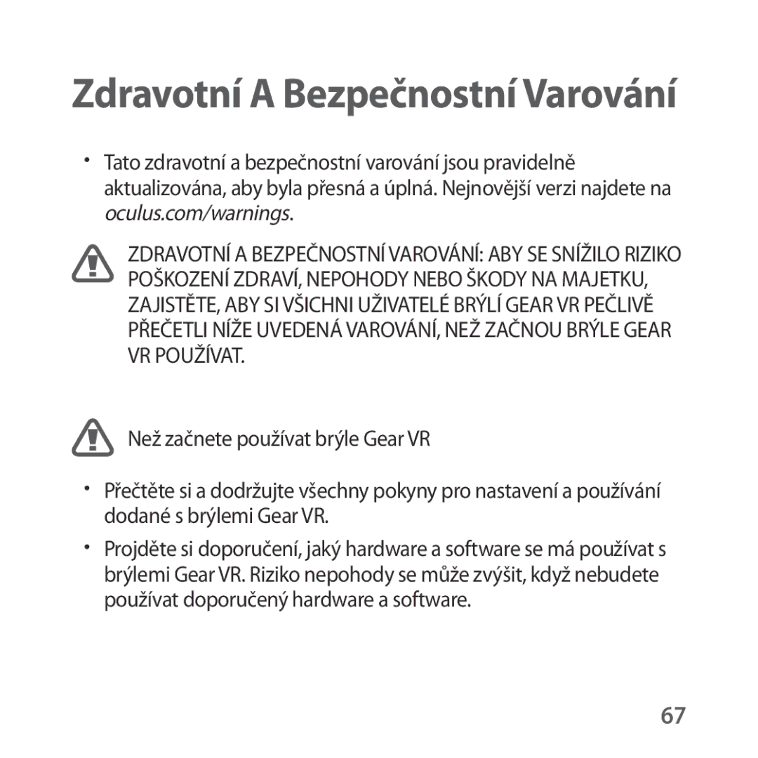 Samsung SM-R324NZAAXEZ manual Zdravotní a Bezpečnostní Varování 