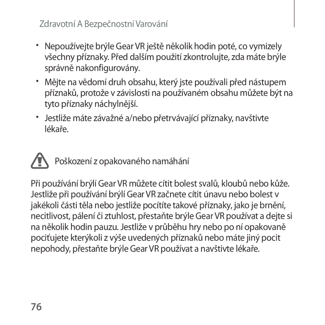 Samsung SM-R324NZAAXEZ manual Zdravotní a Bezpečnostní Varování 