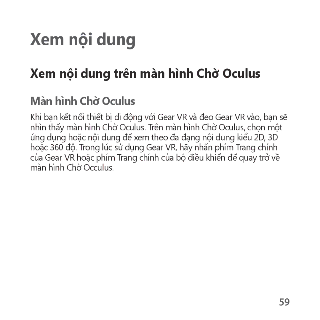 Samsung SM-R324NZAAXXV manual Xem nội dung trên màn hình Chờ Oculus, Man hinh Chơ Oculus 