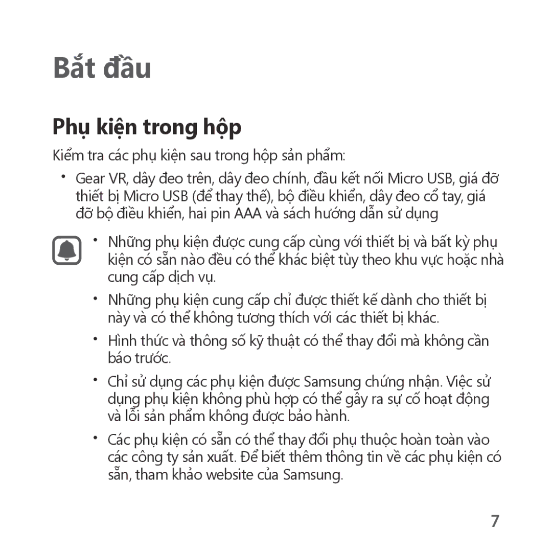 Samsung SM-R324NZAAXXV manual Bắt đầu, Phụ kiện trong hộp 