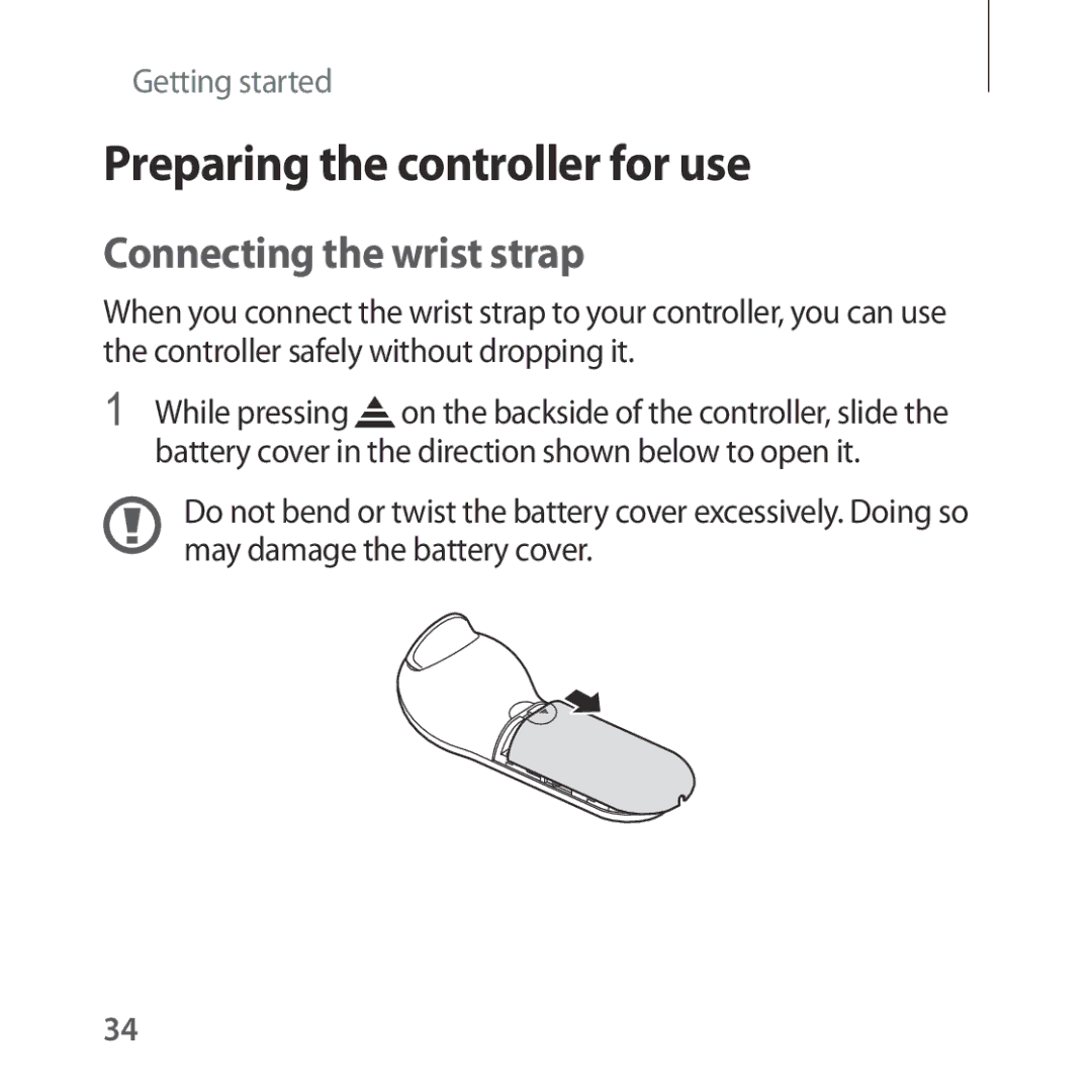 Samsung SM-R325NZVAXXV, SM-R325NZVADBT, SM-R325NZVAXEF manual Preparing the controller for use, Connecting the wrist strap 