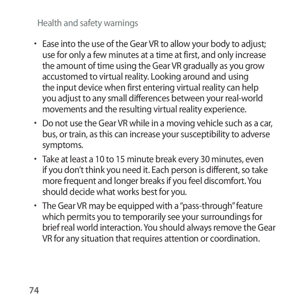 Samsung SM-R325NZVADBT, SM-R325NZVAXEF, SM-R325NZVAXJP, SM-R325NZVAITV, SM-R325NZVAPHE manual Health and safety warnings 