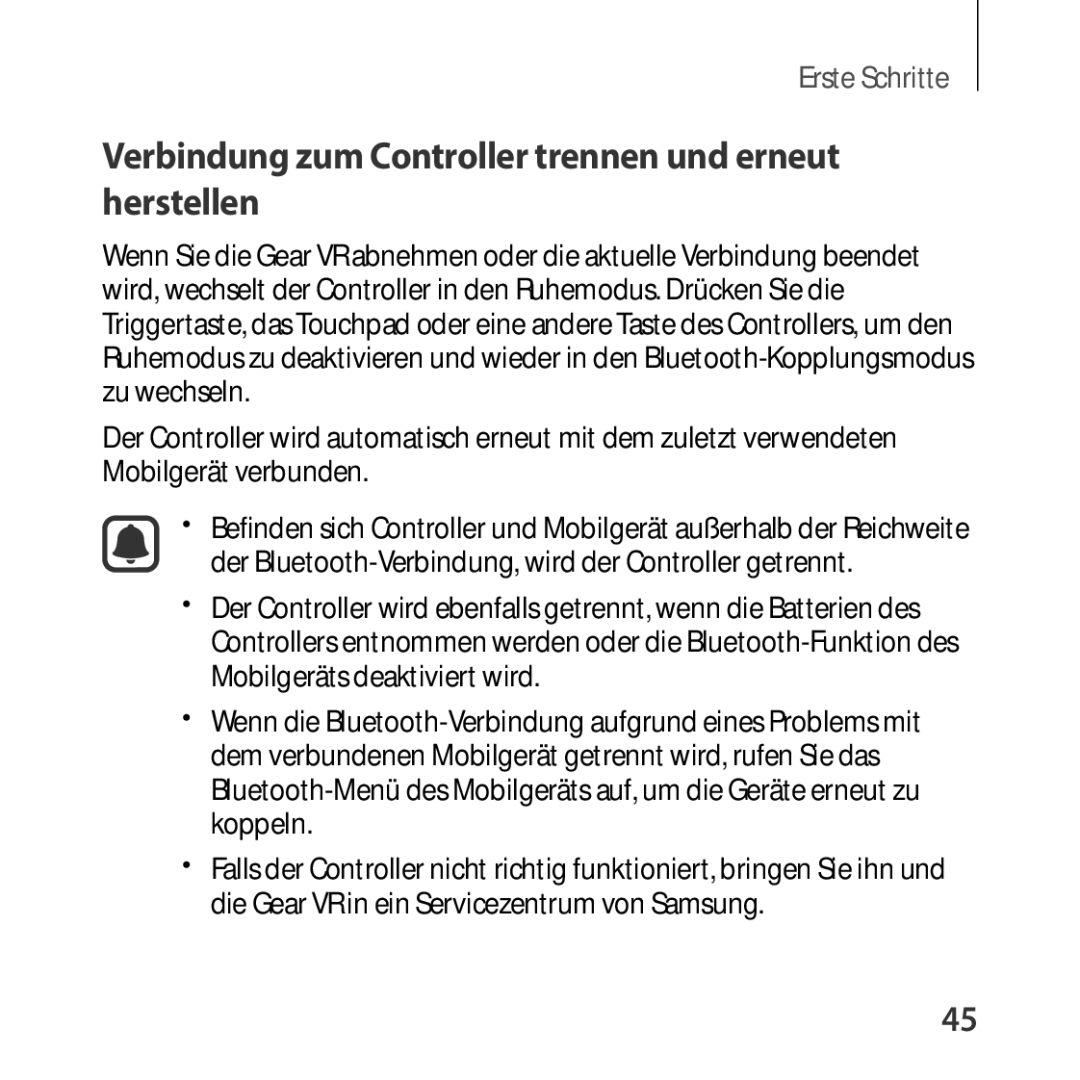 Samsung SM-R325NZVADBT manual Verbindung zum Controller trennen und erneut herstellen 