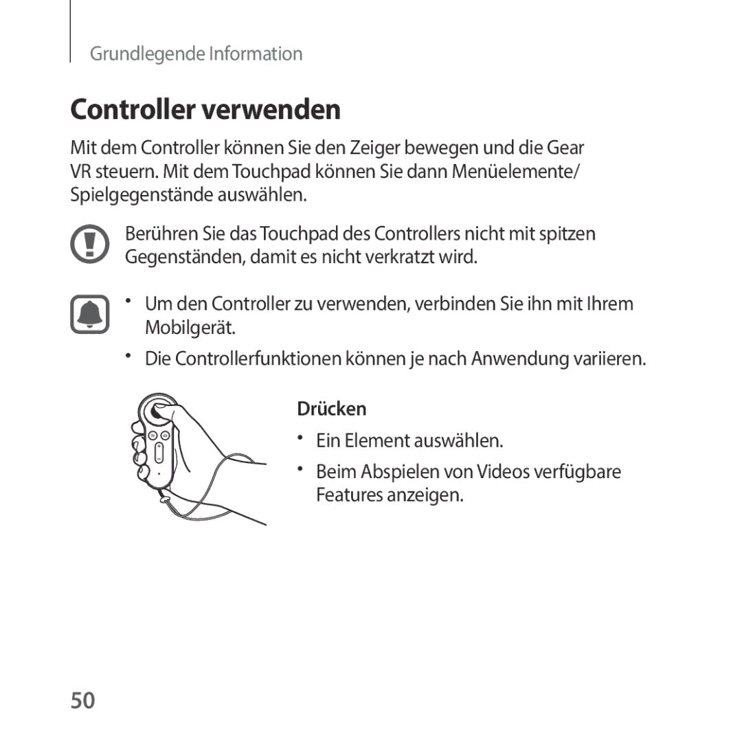 Samsung SM-R325NZVADBT manual Controller verwenden, Drücken 