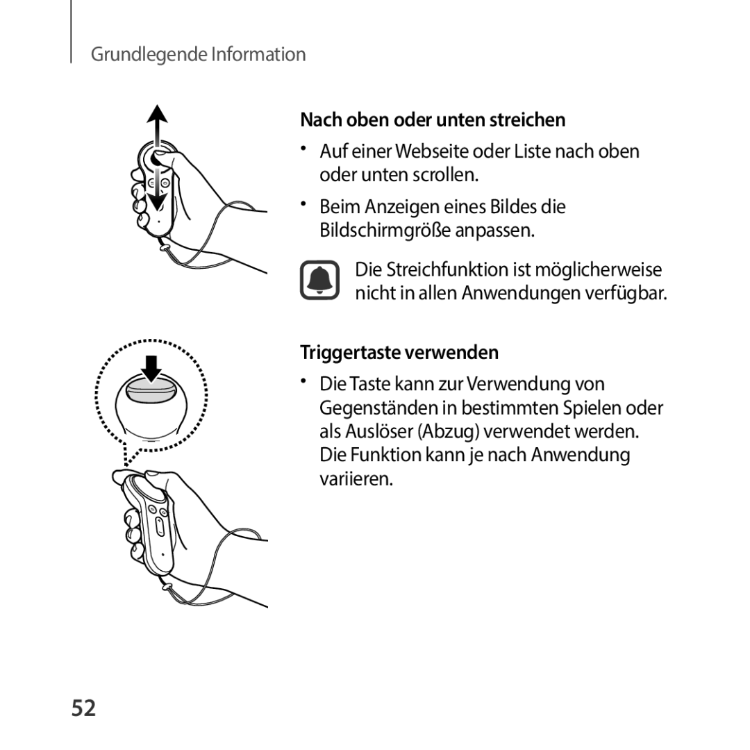 Samsung SM-R325NZVADBT manual Nach oben oder unten streichen, Triggertaste verwenden 