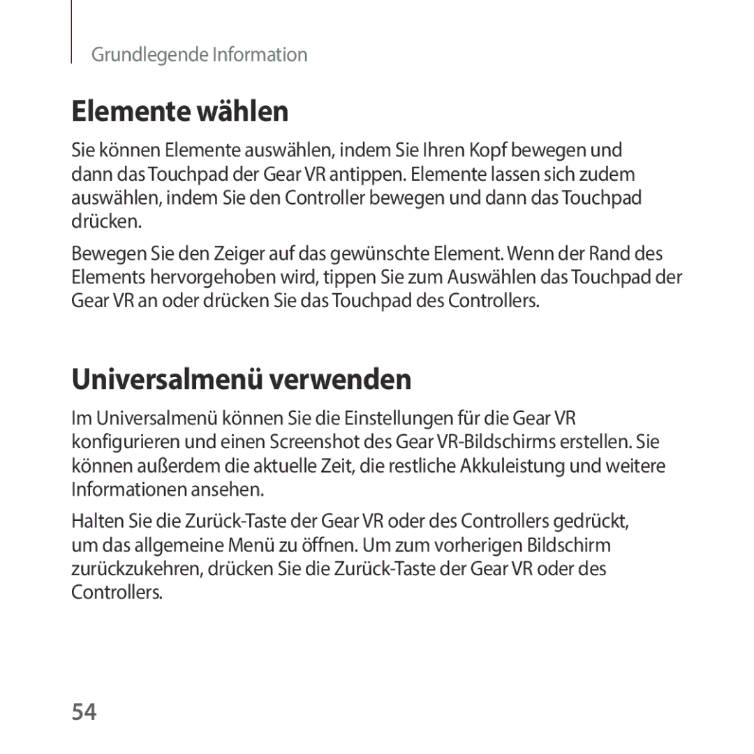 Samsung SM-R325NZVADBT manual Elemente wählen, Universalmenü verwenden 