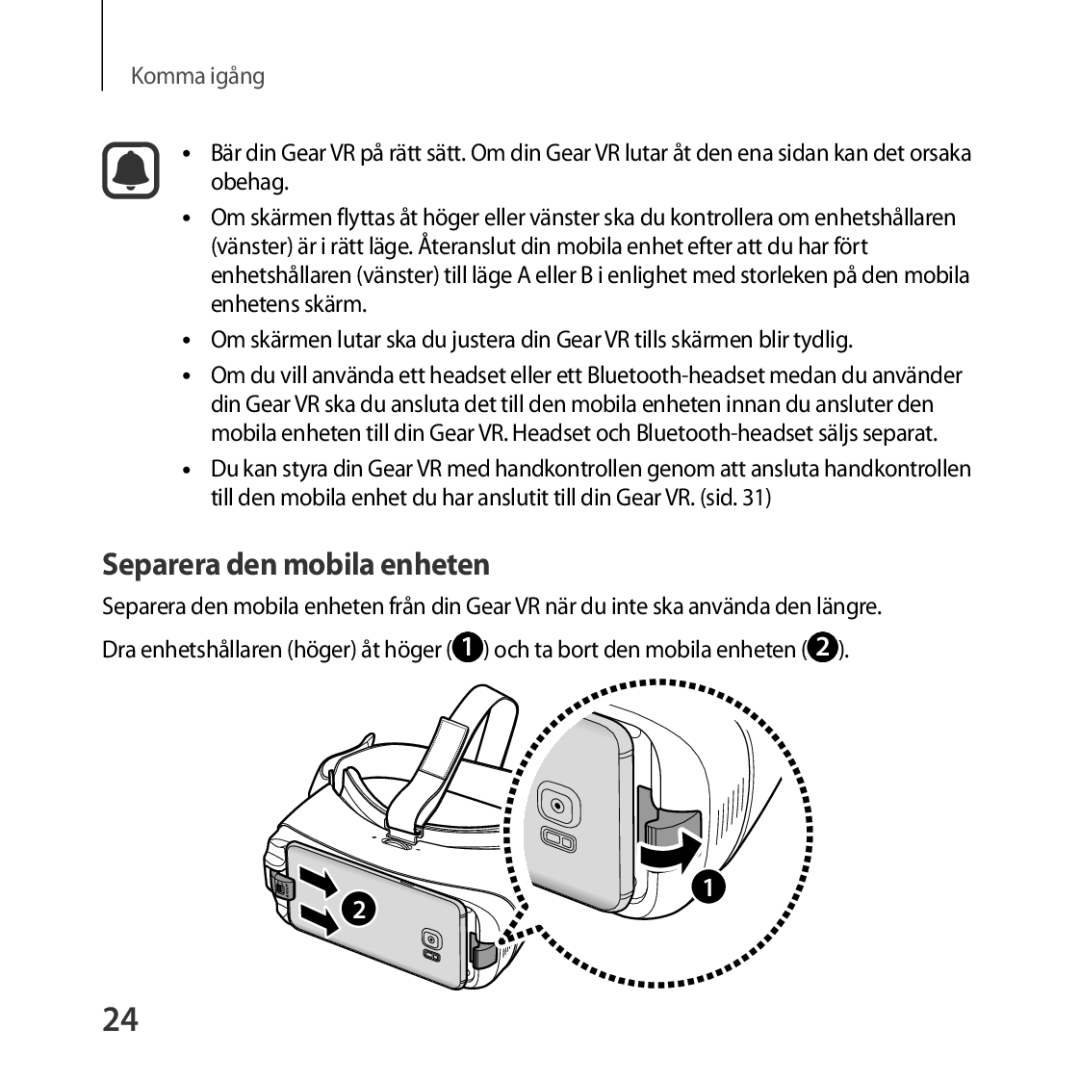 Samsung SM-R325NZVANEE manual Separera den mobila enheten 