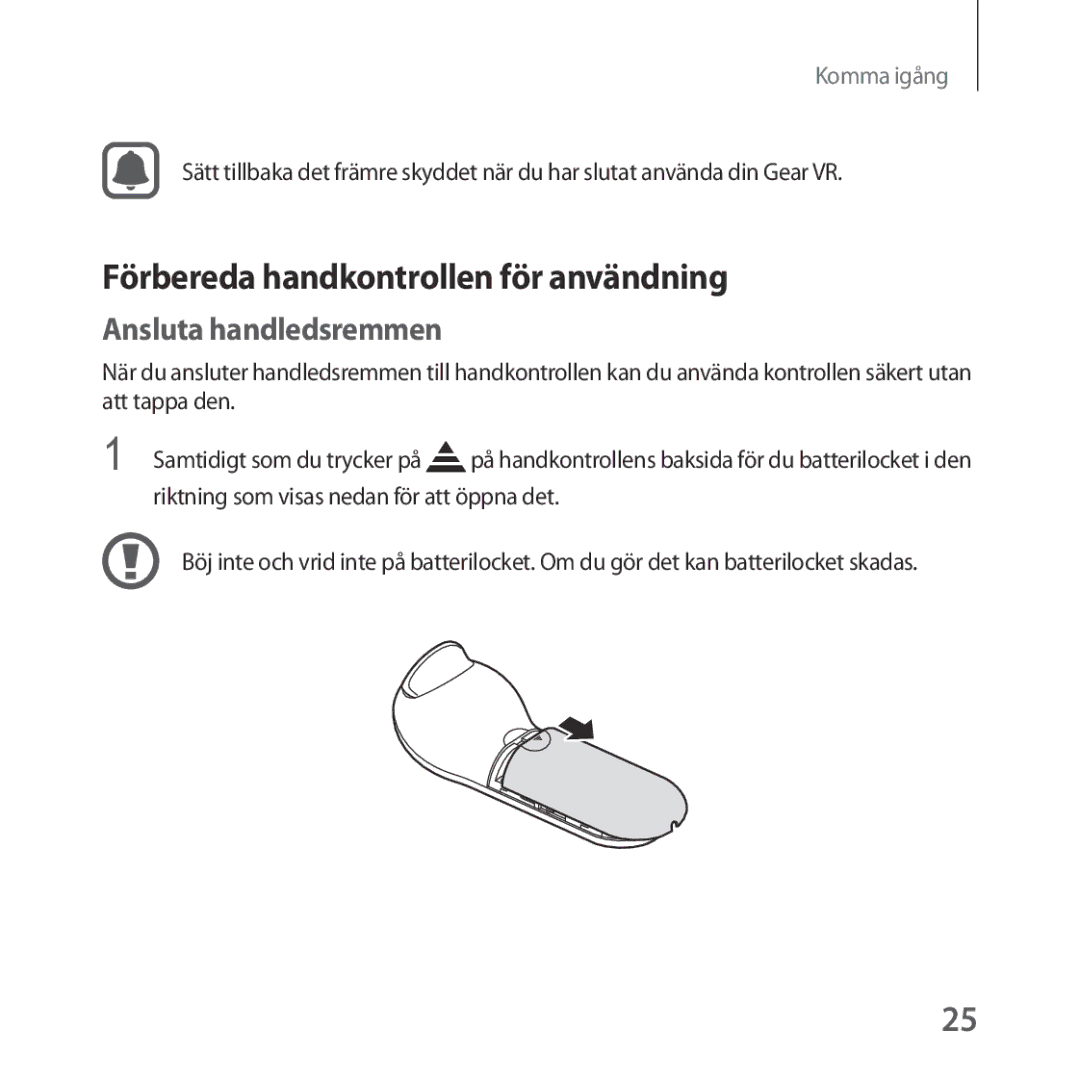 Samsung SM-R325NZVANEE manual Förbereda handkontrollen för användning, Ansluta handledsremmen 