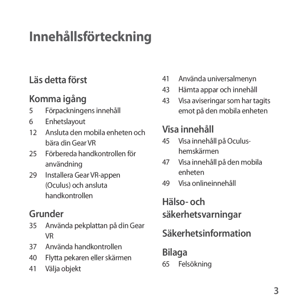 Samsung SM-R325NZVANEE manual Innehållsförteckning 