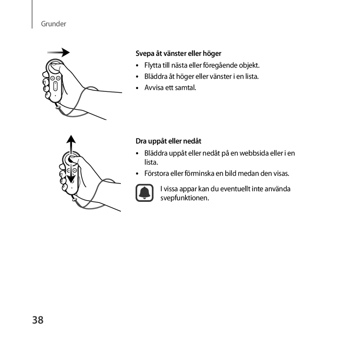 Samsung SM-R325NZVANEE manual Svepa åt vänster eller höger 