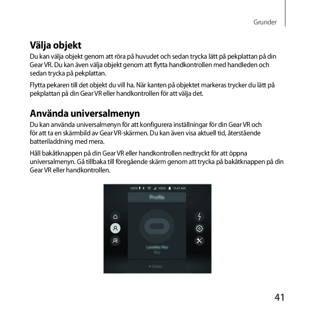 Samsung SM-R325NZVANEE manual Välja objekt, Använda universalmenyn 