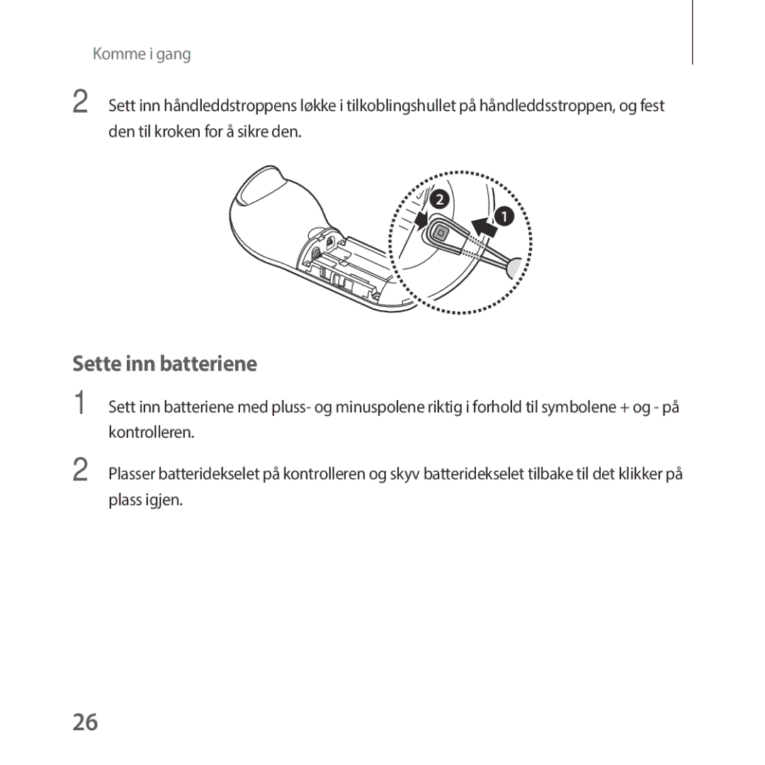 Samsung SM-R325NZVANEE manual Sette inn batteriene 