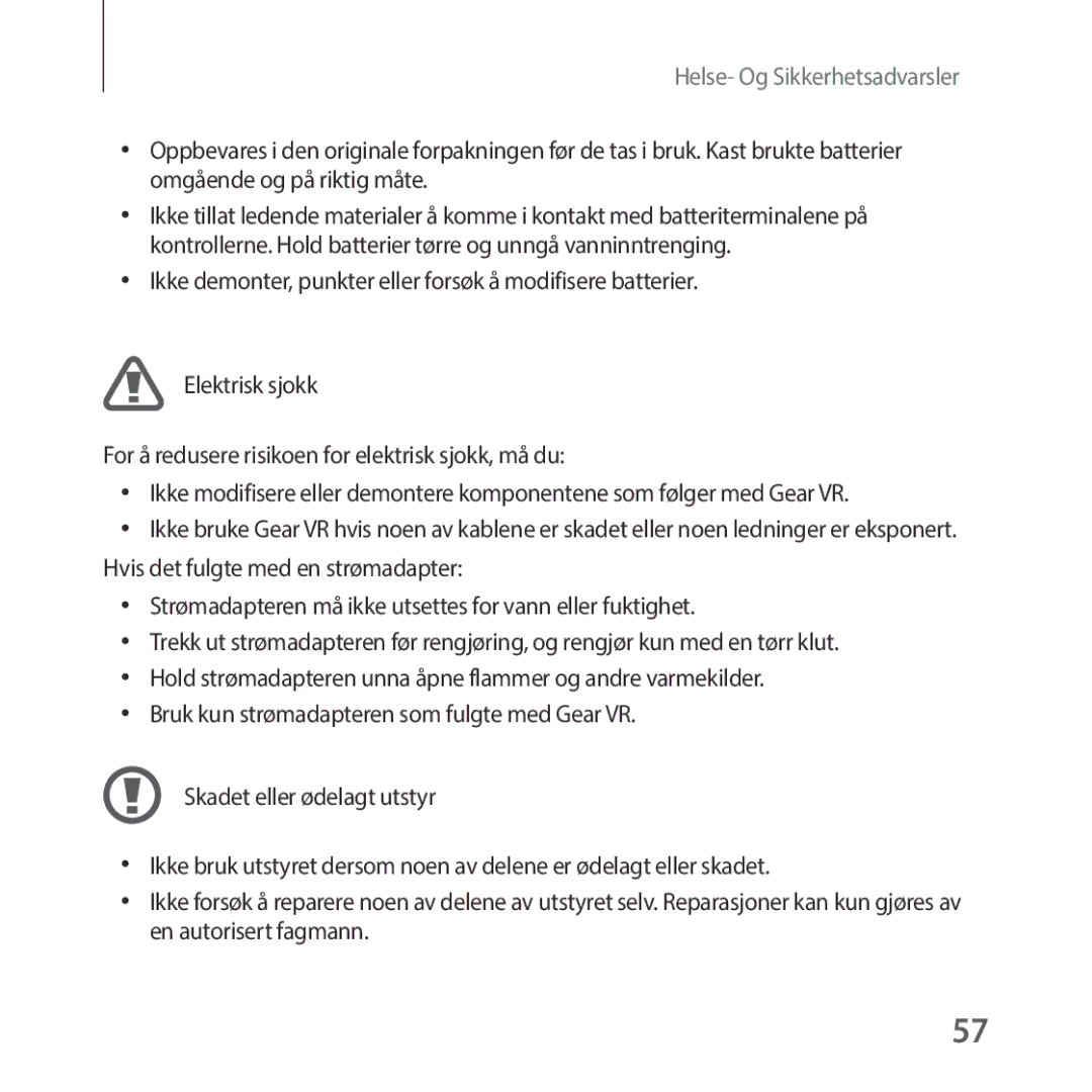 Samsung SM-R325NZVANEE manual Helse- Og Sikkerhetsadvarsler 