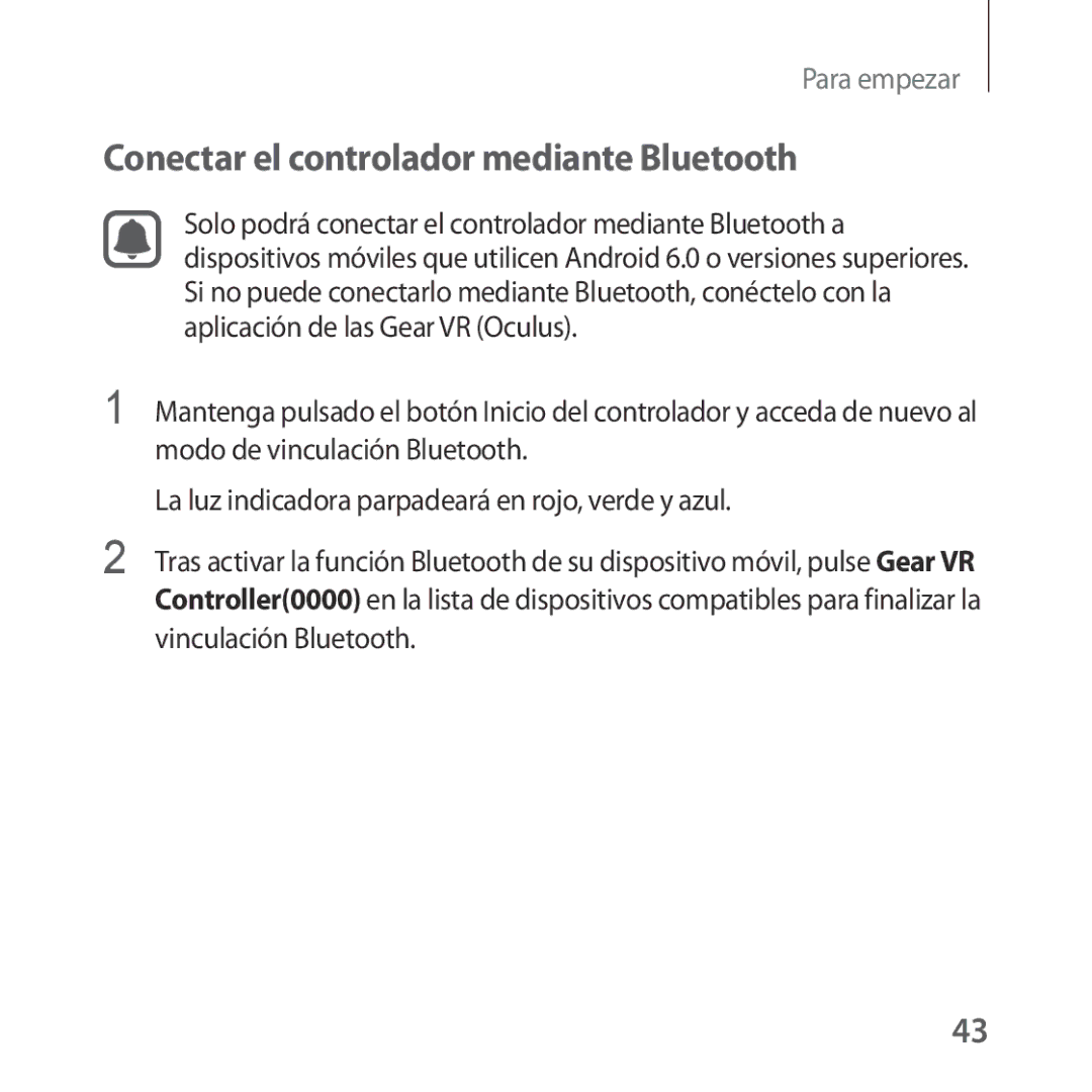 Samsung SM-R325NZVAPHE manual Conectar el controlador mediante Bluetooth 