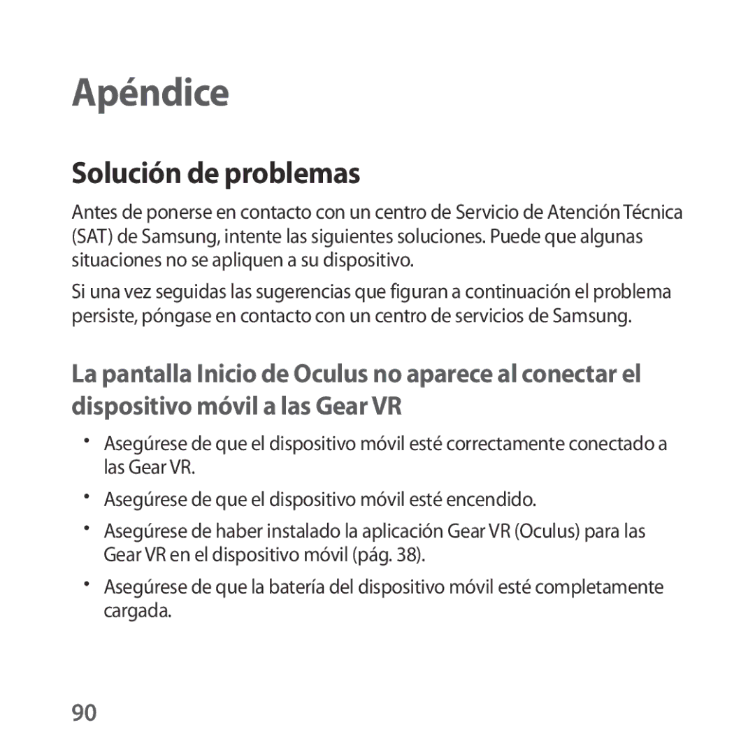 Samsung SM-R325NZVAPHE manual Apéndice, Solución de problemas 