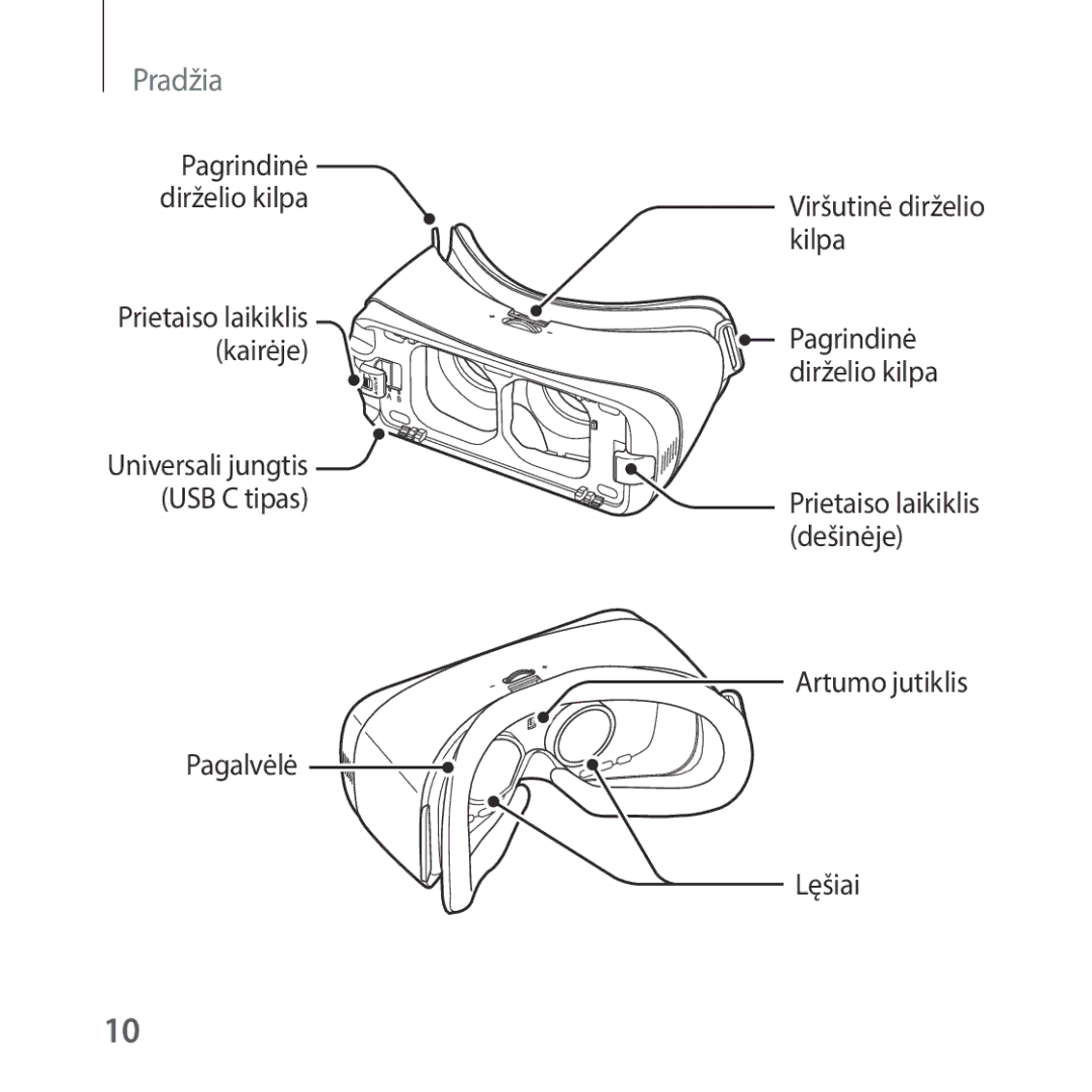 Samsung SM-R325NZVASEB manual Pagalvėlė Viršutinė dirželio kilpa 