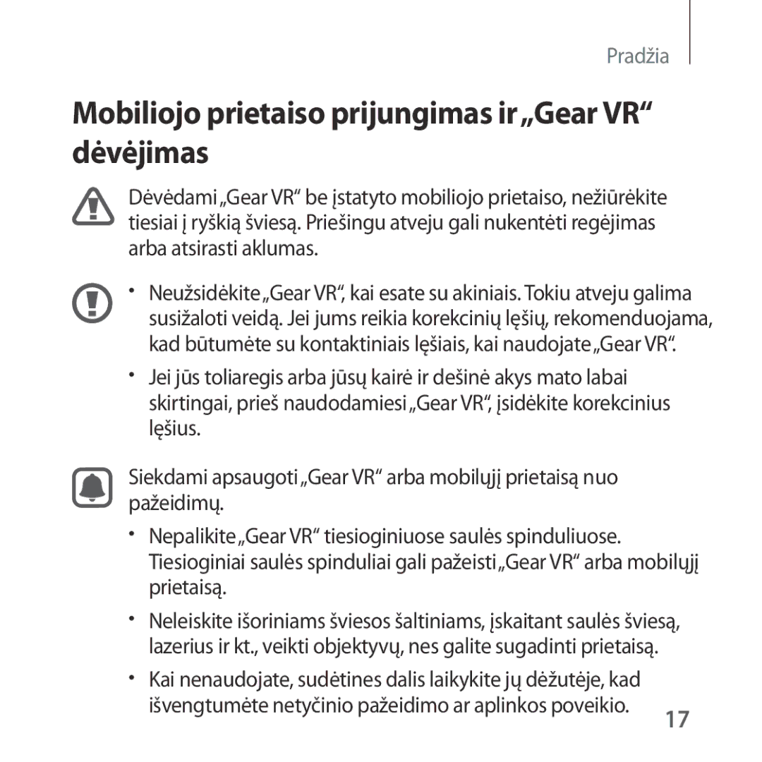 Samsung SM-R325NZVASEB manual Mobiliojo prietaiso prijungimas ir„Gear VR dėvėjimas 