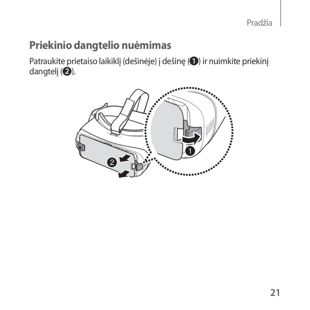 Samsung SM-R325NZVASEB manual Priekinio dangtelio nuėmimas 