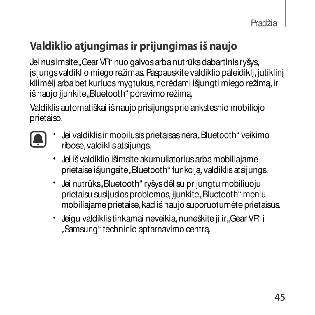 Samsung SM-R325NZVASEB manual Valdiklio atjungimas ir prijungimas iš naujo 