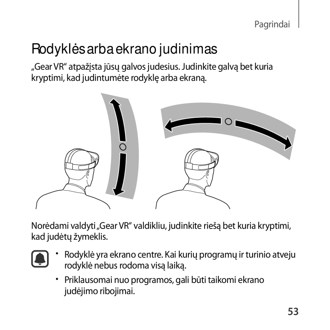 Samsung SM-R325NZVASEB manual Rodyklės arba ekrano judinimas 