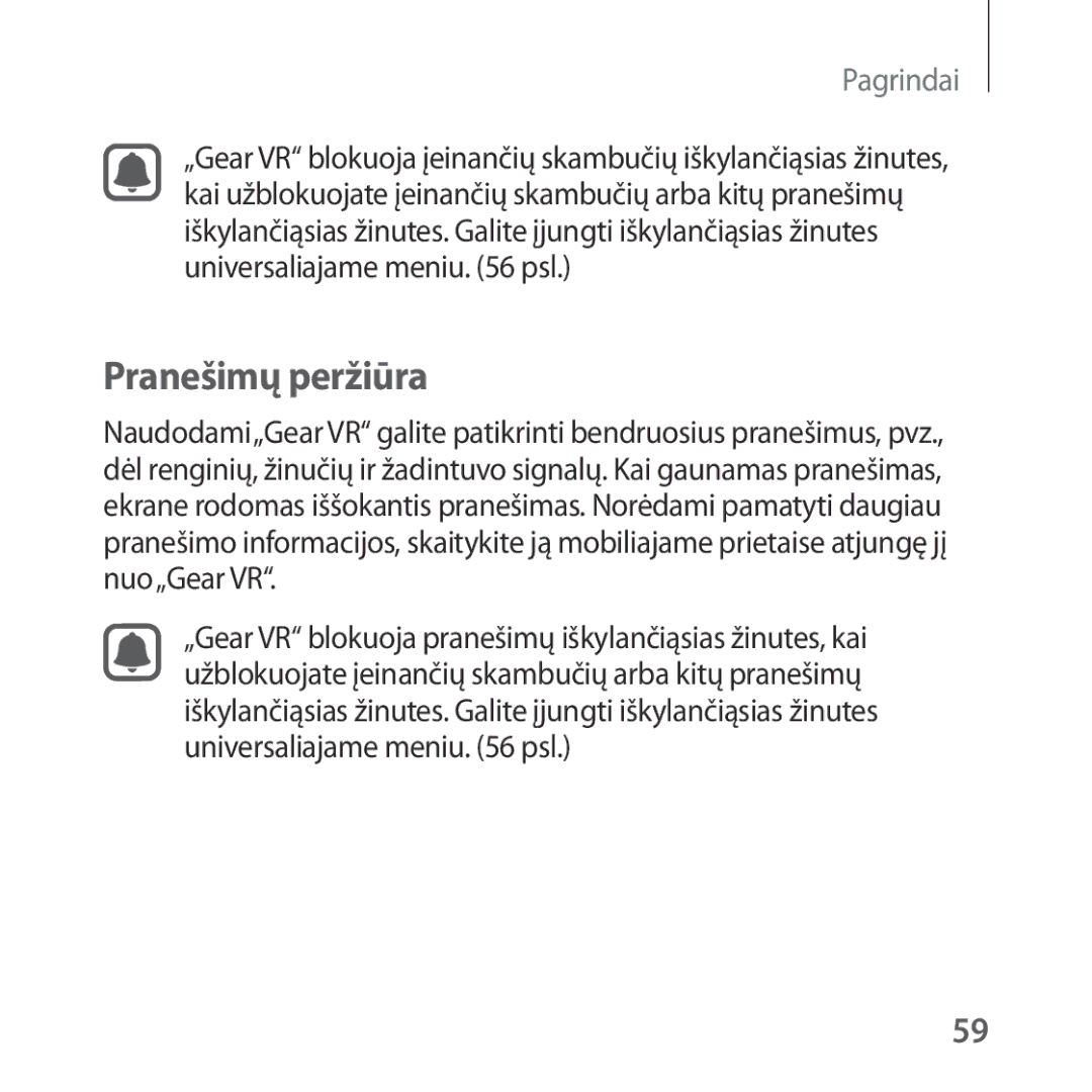 Samsung SM-R325NZVASEB manual Pranešimų peržiūra 