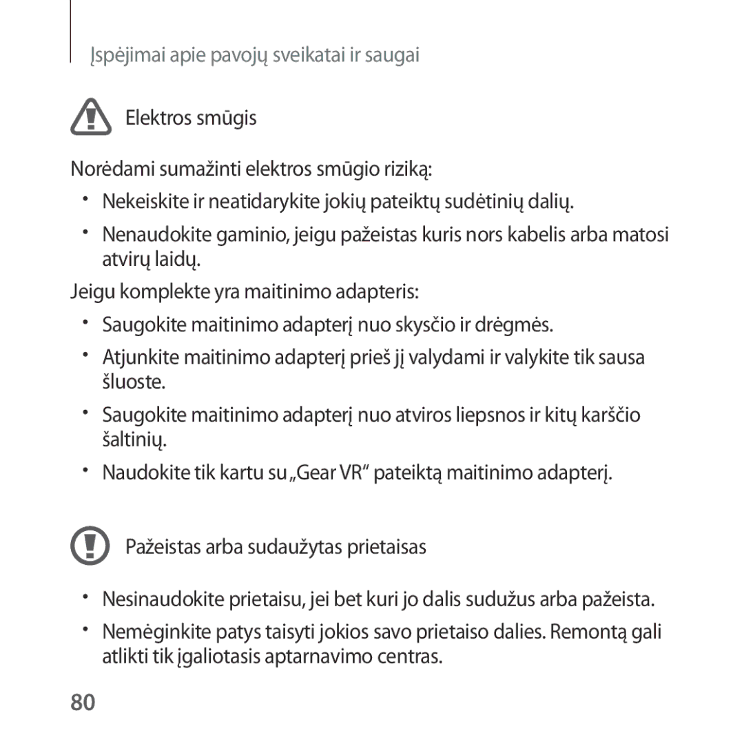 Samsung SM-R325NZVASEB manual Įspėjimai apie pavojų sveikatai ir saugai 