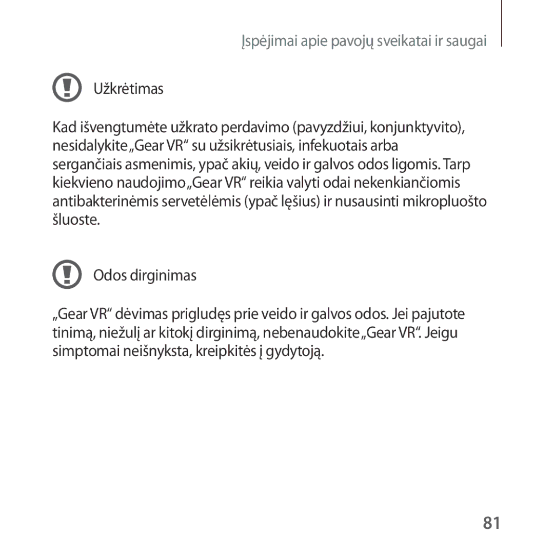 Samsung SM-R325NZVASEB manual Užkrėtimas, Odos dirginimas 