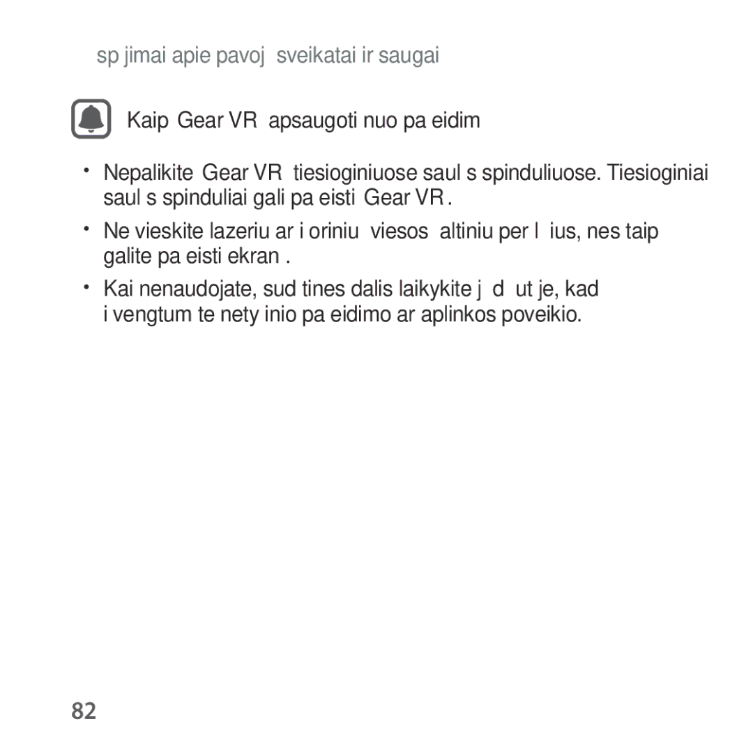 Samsung SM-R325NZVASEB manual Įspėjimai apie pavojų sveikatai ir saugai 