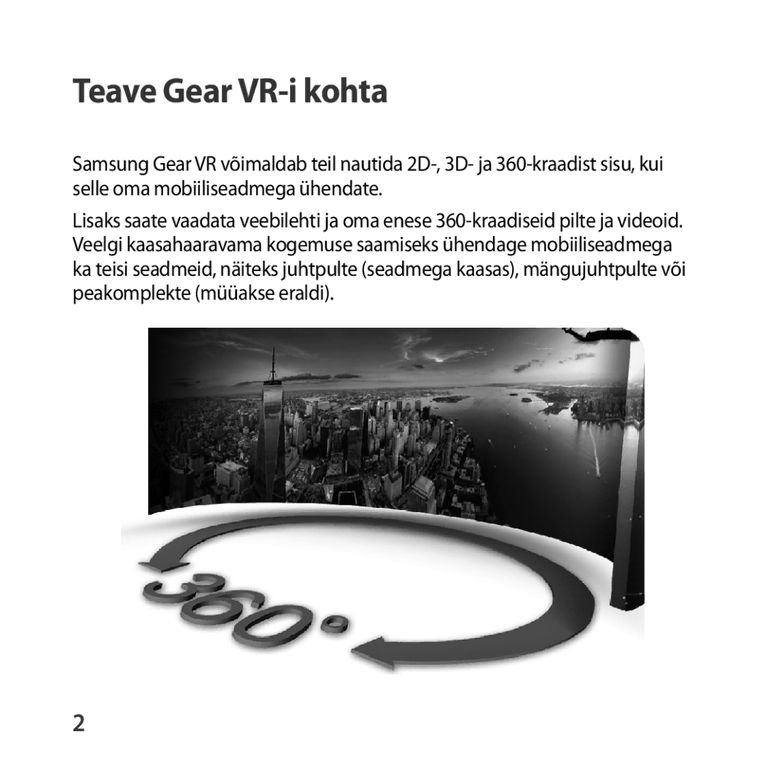 Samsung SM-R325NZVASEB manual Teave Gear VR-i kohta 