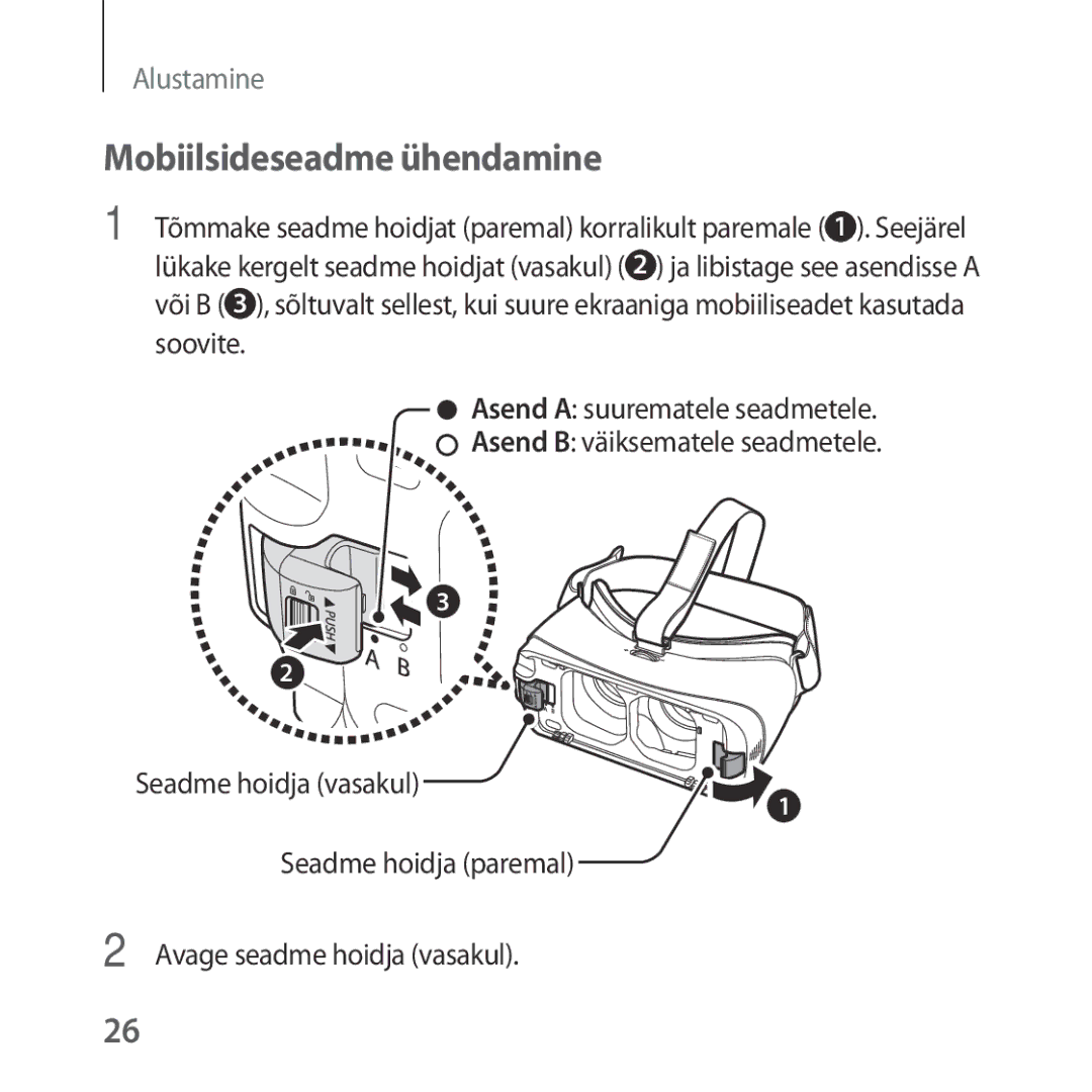 Samsung SM-R325NZVASEB manual Mobiilsideseadme ühendamine 