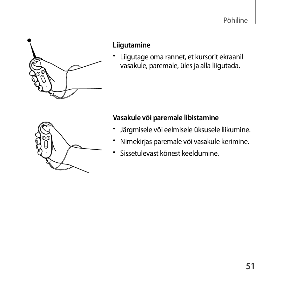 Samsung SM-R325NZVASEB manual Liigutamine, Vasakule või paremale libistamine 