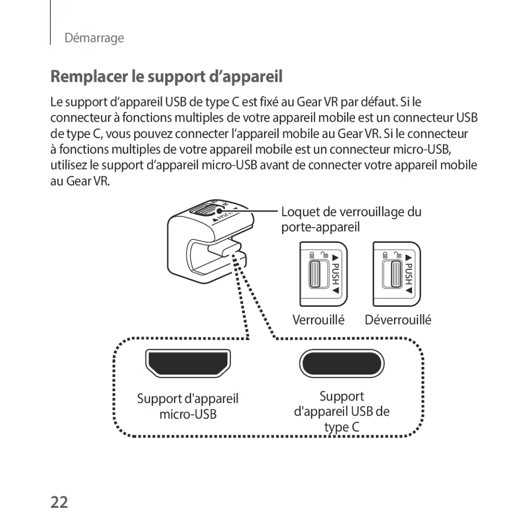 Samsung SM-R325NZVAXEF manual Remplacer le support d’appareil 