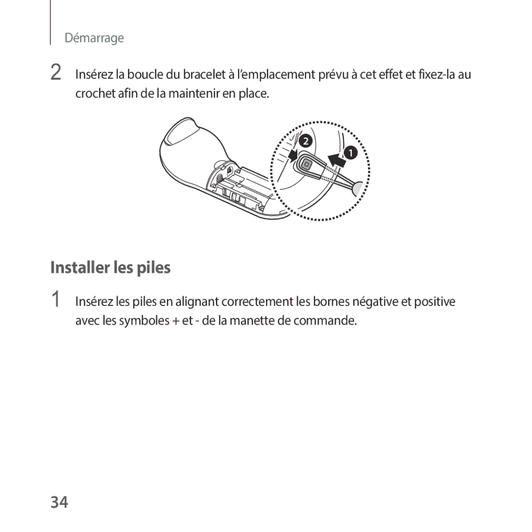 Samsung SM-R325NZVAXEF manual Installer les piles 