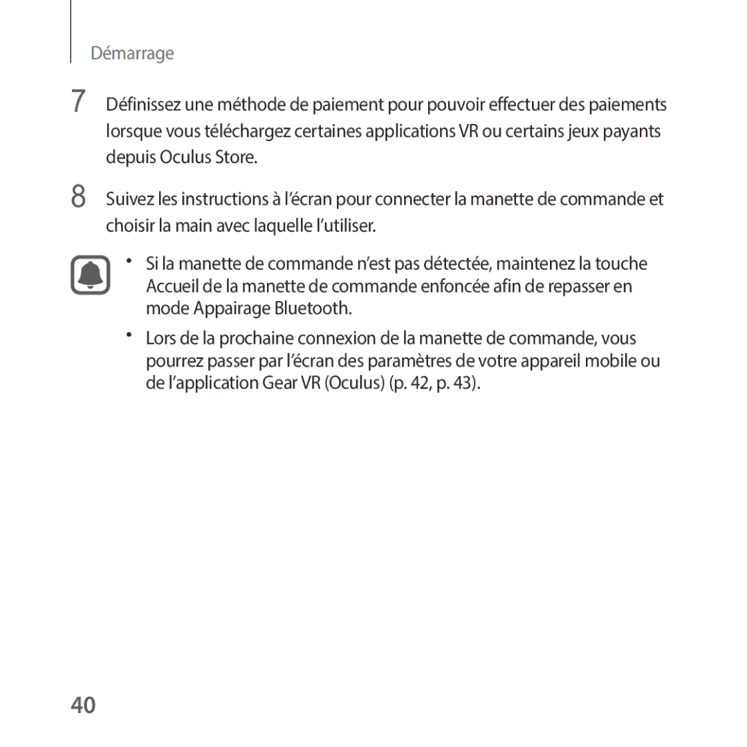 Samsung SM-R325NZVAXEF manual Démarrage 