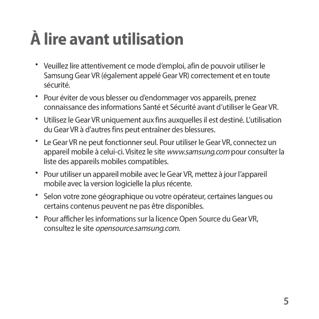 Samsung SM-R325NZVAXEF manual Lire avant utilisation 