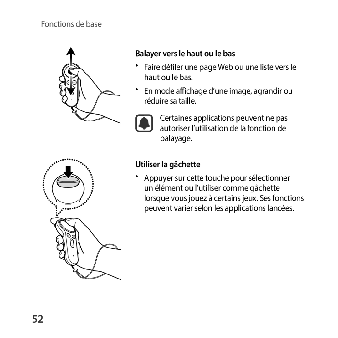 Samsung SM-R325NZVAXEF manual Balayage, Utiliser la gâchette, Un élément ou l’utiliser comme gâchette 