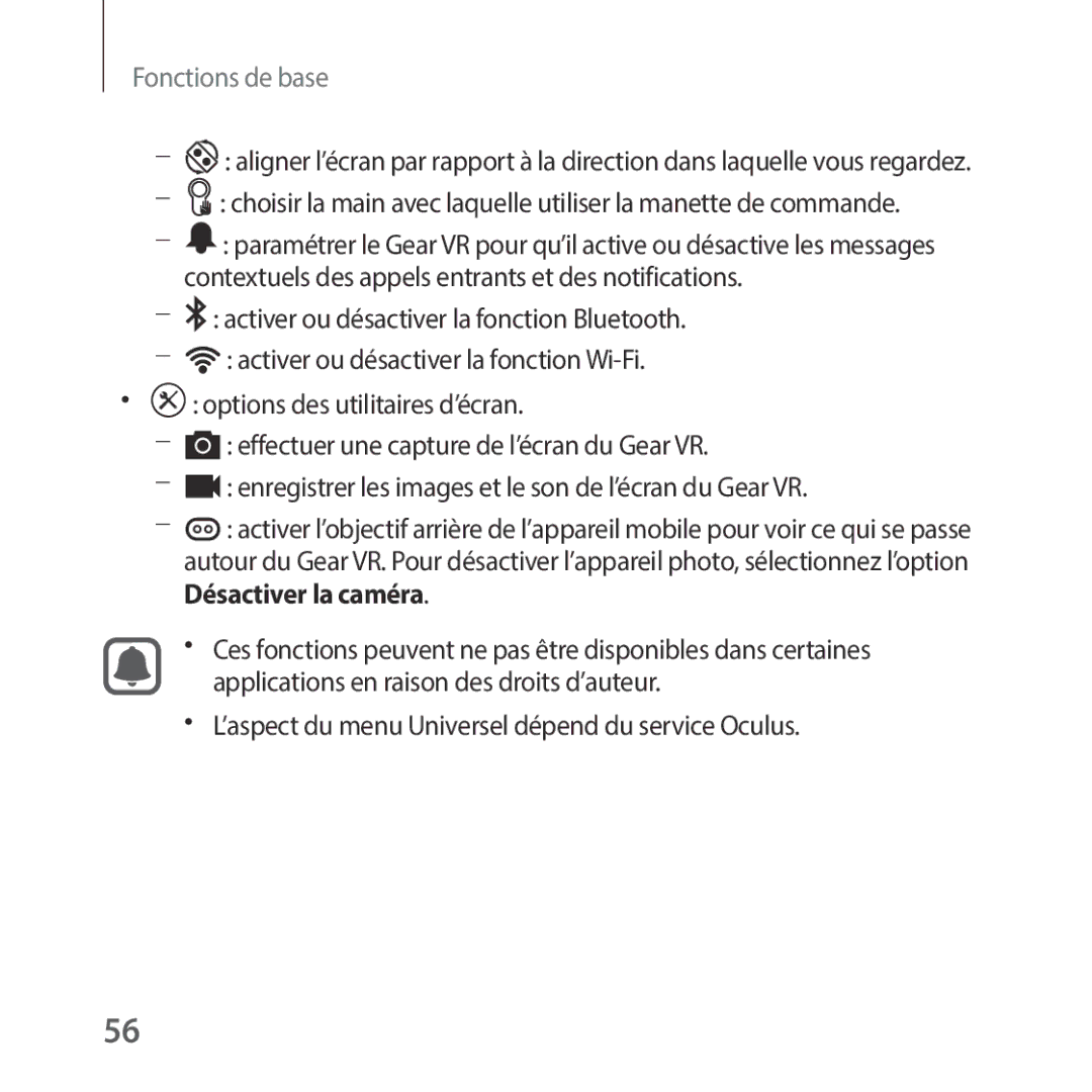 Samsung SM-R325NZVAXEF manual Fonctions de base 