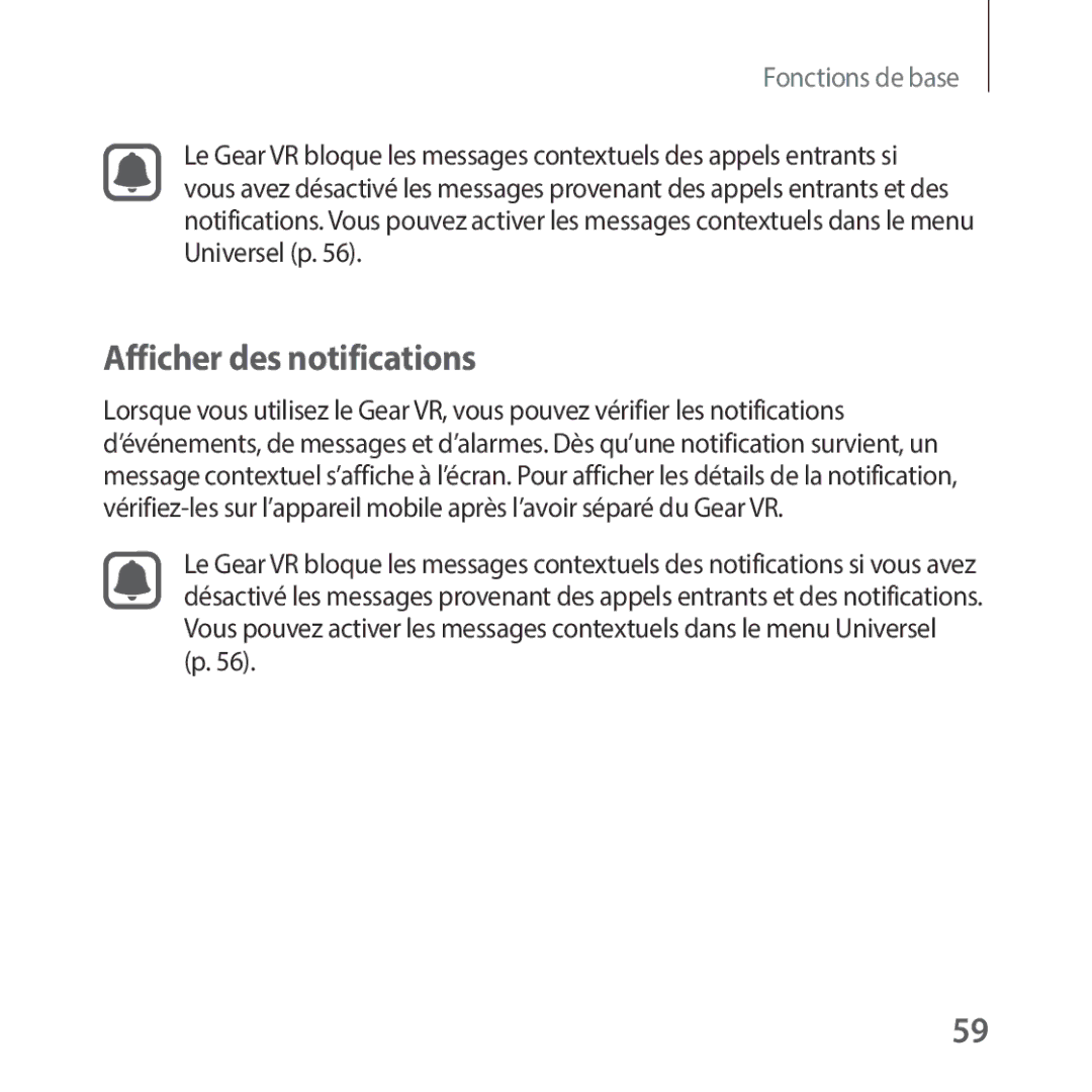 Samsung SM-R325NZVAXEF manual Afficher des notifications 