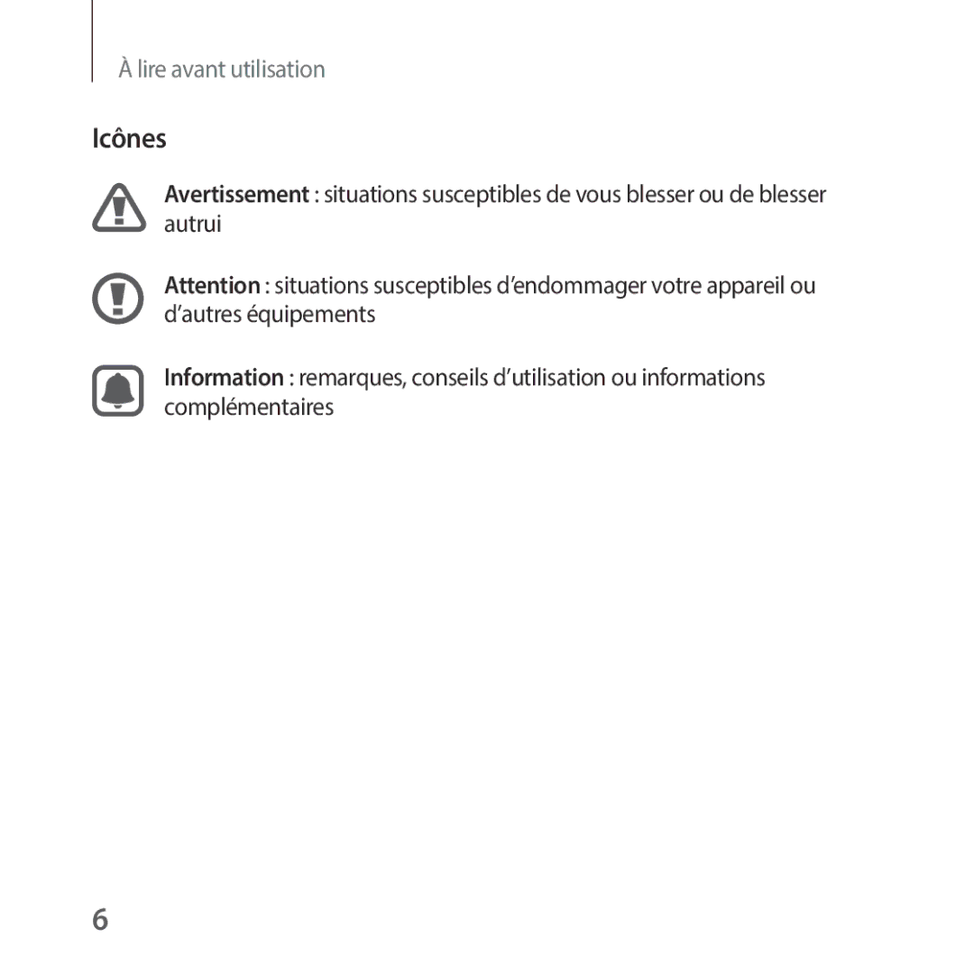 Samsung SM-R325NZVAXEF manual Icônes 