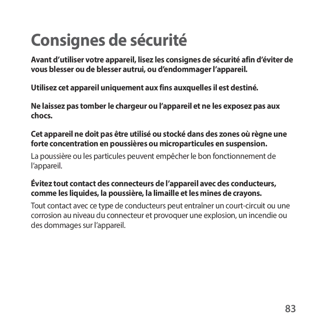 Samsung SM-R325NZVAXEF manual Consignes de sécurité 