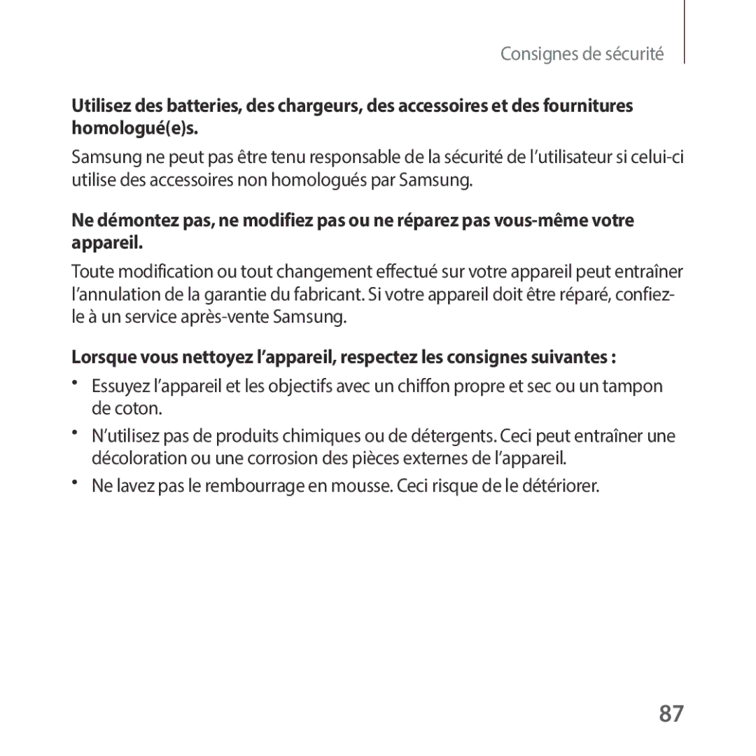 Samsung SM-R325NZVAXEF manual Consignes de sécurité 